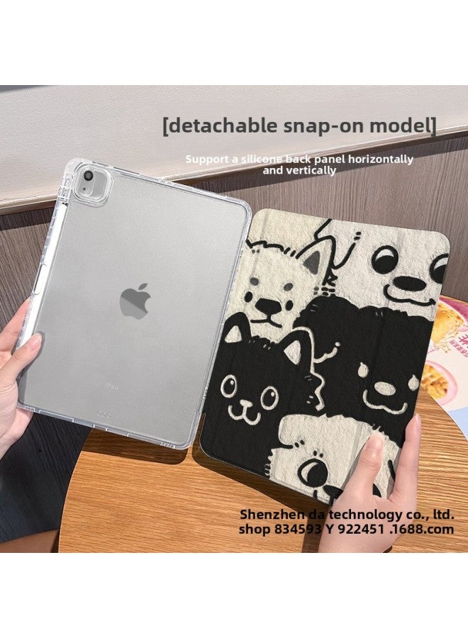 【Silicone X Lock Split】 For Ipadpro Protective Cover Mini Kitten Dog Air Tri-fold Transparent Anti-drop-Color:Buckle Split-horizontal And Vertical Support-silicone 70% Off Style + Pen Slot 【dd 1060m Color Puppy】-Applicable Models:Ipad 2020 ( 10.2inch )